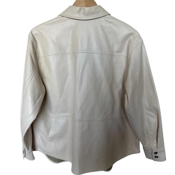 L'ACADEMIE Bethla Faux Leather Top Ivory | Button Down Shirt Fall Shacket Medium - Picture 7 of 8